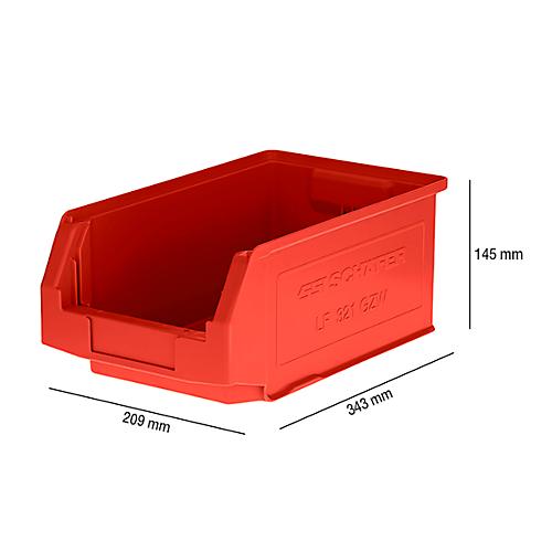 Sichtlagerkasten SSI Schäfer LF 321, Polypropylen, L 343 x B 209 x H 145 mm, 7,5 l, rot