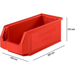 Sichtlagerkasten SSI Schäfer LF 421, Polypropylen, L 380 x B 185 x H 154 mm, 7,8 l, rot Sichtlagerkasten SSI Schäfer LF 421, Polypropylen, L 380 x B 185 x H 154 mm, 7,8 l, rot