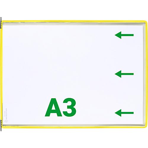 Sichttafel Tarifold DIN A3 quer, 10 St., alle Trägersysteme, Metalldrehzapfen, gelb