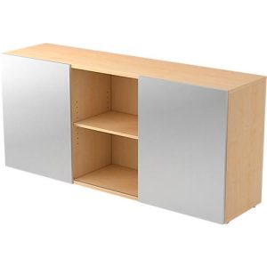 Sideboard TARVIS, 2 OH, mit Schiebetüren, B 1600 x T 420 x H 748 mm, Ahorn-Dekor Sideboard TARVIS, 2 OH, mit Schiebetüren, B 1600 x T 420 x H 748 mm, Ahorn-Dekor