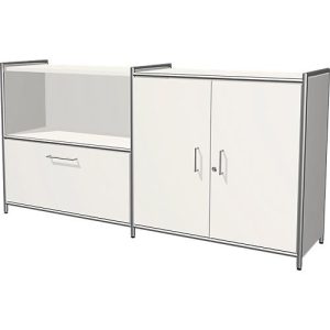 Sideboard Toledo, abschließbar, Schub + Regalfach, 2 OH, Flügeltüren, B 1580 x T 380 mm, weiß Sideboard Toledo, abschließbar, Schub + Regalfach, 2 OH, Flügeltüren, B 1580 x T 380 mm, weiß