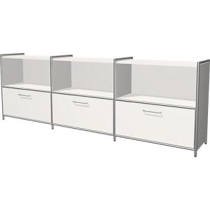 Sideboard Toledo, mit Sichtrückwand, 3 Schübe, 3 Fächer, 2 OH, B 2360 x T 380 mm, weiß Sideboard Toledo, mit Sichtrückwand, 3 Schübe, 3 Fächer, 2 OH, B 2360 x T 380 mm, weiß