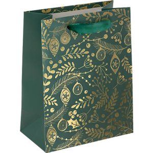 Sigel Geschenktasche ‚Golden Ornaments on green‘, Größe S, 5 Stück Sigel Geschenktasche ‚Golden Ornaments on green‘, Größe S, 5 Stück