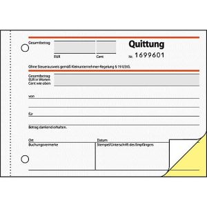 sigel® Quittung SD120 für Kleinunternehmer, ohne MWSt-Ausweis, fortlfd. Nummer sigel® Quittung SD120 für Kleinunternehmer, ohne MWSt-Ausweis, fortlfd. Nummer