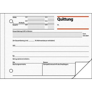 sigel® Quittungen mit MWSt.-Nachweis QU625, DIN A6 quer, 2 x 50 Blatt sigel® Quittungen mit MWSt.-Nachweis QU625, DIN A6 quer, 2 x 50 Blatt