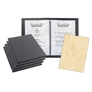 Sigel Sparset, 5 Speisekartenmappen mit 10 Transparenthüllen, 100 Motivpapieren ‚Marmor‘, anthrazit Sigel Sparset, 5 Speisekartenmappen mit 10 Transparenthüllen, 100 Motivpapieren ‚Marmor‘, anthrazit