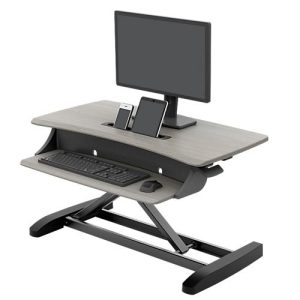 Sitz-/Steh-Schreibtischaufsatz ergotron® WorkFit-Z Mini, höhenverstellbar, bis 11,4 kg, Arbeitsfläche & Tastaturablage, integriertes Kabelmanagement Sitz-/Steh-Schreibtischaufsatz ergotron® WorkFit-Z Mini, höhenverstellbar, bis 11,4 kg, Arbeitsfläche & Tastaturablage, integriertes Kabelmanagement
