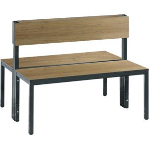 Sitzbank Basic Plus, 2-seitig, Rückenlehne, ohne Schuhrost, 4-Fußgestell schwarzgrau RAL 7021, B 1000 mm, Dekor Eiche Ser. Sitzbank Basic Plus, 2-seitig, Rückenlehne, ohne Schuhrost, 4-Fußgestell schwarzgrau RAL 7021, B 1000 mm, Dekor Eiche Ser.