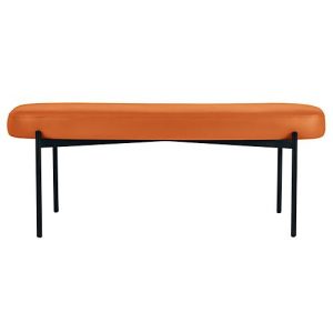 Sitzbank easyChair® by Paperflow GAIA, oval L, desinfektionsmittelbeständiger Kunstlederbezug orange, 4-Fußgestell mattschwarz, B 1180 x T 420 x H 455 mm Sitzbank easyChair® by Paperflow GAIA, oval L, desinfektionsmittelbeständiger Kunstlederbezug orange, 4-Fußgestell mattschwarz, B 1180 x T 420 x H 455 mm