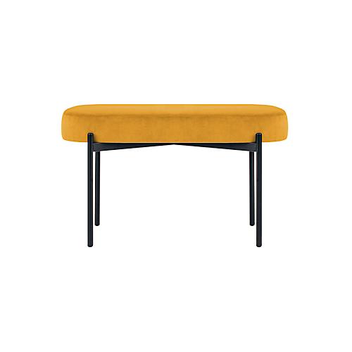 Sitzbank easyChair® by Paperflow GAIA, oval M, Stoffbezug safran, 4-Fußgestell mattschwarz, B 790 x T 420 x H 455 mm