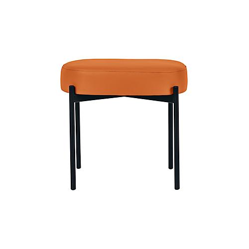 Sitzbank easyChair® by Paperflow GAIA, oval S, desinfektionsmittelbeständiger Kunstlederbezug orange, 4-Fußgestell mattschwarz, B 490 x T 380 x H 455 mm