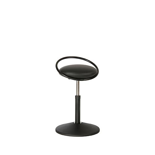 Sitzhocker ROVO SOLO mit Ring, Kunstleder, schwarz/schwarz