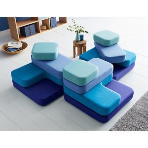 Sitzsystem TAPA Square, Stoff, modular, mit Drehmechanismus, B 900 x T 900 x H 620 mm, blau/blau Sitzsystem TAPA Square, Stoff, modular, mit Drehmechanismus, B 900 x T 900 x H 620 mm, blau/blau