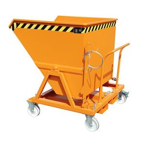 Späne-Kippmulde Bauer SKS 700, Stahl, orange, B 1345 x T 1200 x H 1275 mm, 700 l, bis 1000 kg, Rollen, Ablasshahn, Manuelle Kippvorrichtung Späne-Kippmulde Bauer SKS 700, Stahl, orange, B 1345 x T 1200 x H 1275 mm, 700 l, bis 1000 kg, Rollen, Ablasshahn, Manuelle Kippvorrichtung