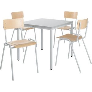 Sparset Stapelstühle, Buchenholz, Gestell grau B 450 x T 520 x H 770 mm, 4 Stück + Tisch, Buche-Natur, Gestell grau, L 800 x B 800 x H 720 mm Sparset Stapelstühle, Buchenholz, Gestell grau B 450 x T 520 x H 770 mm, 4 Stück + Tisch, Buche-Natur, Gestell grau, L 800 x B 800 x H 720 mm