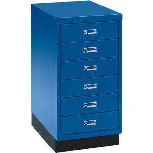 SSI Schubladenschrank DIN A3, 6 Schübe, 675 mm hoch, enzianblau