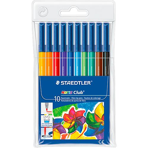 Staedtler Noris Club Fasermaler, 10 Stück, sortiert