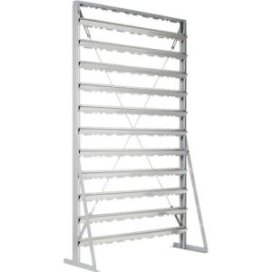Ständerregal, 1-seitig bestückbar, 11 Reihen, ohne Sichtlagerkästen, B 1145 x T 400 x H 1950 mm, Stahl, grau