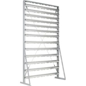 Ständerregal, 1-seitig bestückbar, 13 Reihen, ohne Sichtlagerkästen, B 1145 x T 400 x H 1950 mm, Stahl, grau