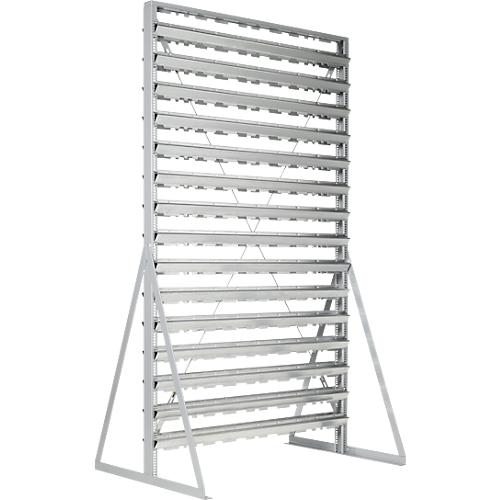 Ständerregal, 2-seitig bestückbar, 30 Reihen, ohne Sichtlagerkästen, B 1145 x T 800 x H 1950 mm, Stahl, grau