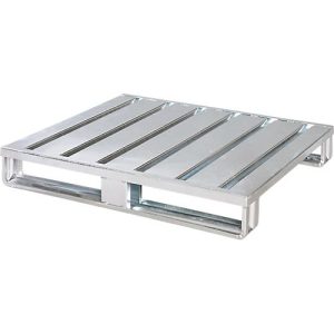 Stahlflachpalette, bis 1500 kg, geschlossenes Oberdeck, 2 Stahlkufen, L 1000 x B 800 x H 130 mm, Stahl, verzinkt Stahlflachpalette, bis 1500 kg, geschlossenes Oberdeck, 2 Stahlkufen, L 1000 x B 800 x H 130 mm, Stahl, verzinkt