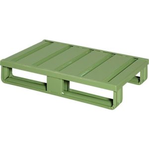 Stahlflachpalette, bis 1500 kg, geschlossenes Oberdeck, 2 Stahlkufen, L 800 x B 500 x H 130 mm, Stahl, Resedagrün RAL 6011 Stahlflachpalette, bis 1500 kg, geschlossenes Oberdeck, 2 Stahlkufen, L 800 x B 500 x H 130 mm, Stahl, Resedagrün RAL 6011