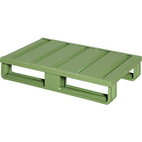 Stahlflachpalette, bis 1500 kg, geschlossenes Oberdeck, 2 Stahlkufen, L 800 x B 500 x H 130 mm, Stahl, Resedagrün RAL 6011