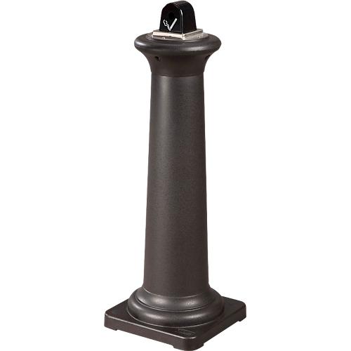 Standascher Rubbermaid® GroundsKeeper® Tuscan, für den Außenbereich, Volumen 4,4 l, mit Inneneimer, Ø 330 x H 974 mm, Edelstahl & Kunststoff, schwarz