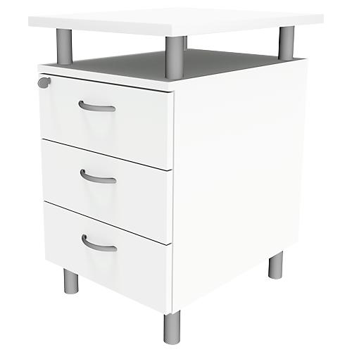 Standcontainer ARLON OFFICE, mit Tischplatte, 3 Schübe, B 450 x T 600 x H 730 mm, abschließbar, weiß