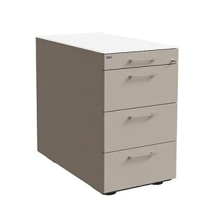 Standcontainer SOLUS PLAY, 1 Utensilienauszug, 3 Schübe, Tiefe 800 mm, mit Griff, Stone grey Standcontainer SOLUS PLAY, 1 Utensilienauszug, 3 Schübe, Tiefe 800 mm, mit Griff, Stone grey