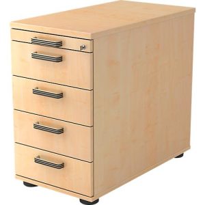 Standcontainer TOPAS LINE, 4 Schübe, 1 Utensilienauszug, abschließbar, B 428 x T 800 x H 720-760 mm, Ahorn-Dekor/Ahorn-Dekor Standcontainer TOPAS LINE, 4 Schübe, 1 Utensilienauszug, abschließbar, B 428 x T 800 x H 720-760 mm, Ahorn-Dekor/Ahorn-Dekor