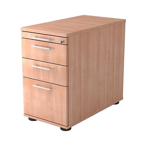 Standcontainer ULM, 1 Utensilienauszug, 2 Schübe, 1 HR-Auszug, B 428 x T 800 x H 720-760 mm, Nussbaum-Dekor