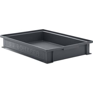 Stapelkasten Serie 14/6-2F, aus PP, ESD-leitfähig, Inhalt 8 L, schwarz Stapelkasten Serie 14/6-2F, aus PP, ESD-leitfähig, Inhalt 8 L, schwarz