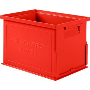 Stapelkasten Serie 14/6-3 S, aus Polypropylen, mit Griffmulde, Inhalt 9,3 L, rot Stapelkasten Serie 14/6-3 S, aus Polypropylen, mit Griffmulde, Inhalt 9,3 L, rot