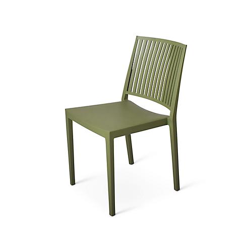 Stapelstuhl Baltimore, stapelbar bis 4 Stück, UV- & wasserbeständig, Sitzhöhe 460 mm, L 560 x B 460 x H 820 mm, Polypropylen, olivgrün, 4 Stück