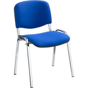 Stapelstuhl ISO Basic, ohne Armlehnen, 4-Fußgestell, Stoffbezug, stapelbar bis 12 Stück, B 545 x T 560 x H 820 mm, Bezug blau, Gestell verchromt Stapelstuhl ISO Basic, ohne Armlehnen, 4-Fußgestell, Stoffbezug, stapelbar bis 12 Stück, B 545 x T 560 x H 820 mm, Bezug blau, Gestell verchromt