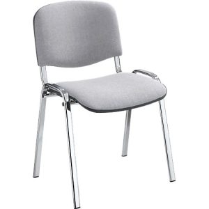 Stapelstuhl ISO Basic, ohne Armlehnen, 4-Fußgestell, Stoffbezug, stapelbar bis 12 Stück, B 545 x T 560 x H 820 mm, Bezug hellgrau, Gestell verchromt Stapelstuhl ISO Basic, ohne Armlehnen, 4-Fußgestell, Stoffbezug, stapelbar bis 12 Stück, B 545 x T 560 x H 820 mm, Bezug hellgrau, Gestell verchromt