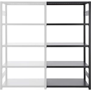 Steckregal ORDO Business, Anbauregal, modular, 5 Fachböden, Fachlast 140 kg, Feldlast 1200 kg, B 760 x T 435 x H 2000 mm, Stahl, schwarz