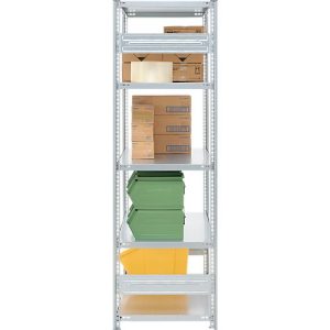 Steckregal ORDO Industry, Grundregal, modular, 5 Fachböden, Fachlast 185 kg,Feldlast 1200 kg, B 1360 x T 435 x H 2000 mm, Stahl verzinkt
