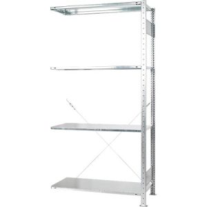 Steckregal Schulte green, Anbauregal, erweiterbar, 4 Fachböden, B 1000 x T 400 x H 2000 mm, Stahl, verzinkt