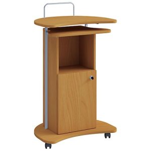 Stehpult Komil, mobil, höhenverstellbar, 1 offenes & 1 abschließbares Fach mit Tür, B 560 x T 410 x H 930-1110 mm, Holz, Buche-Dekor Stehpult Komil, mobil, höhenverstellbar, 1 offenes & 1 abschließbares Fach mit Tür, B 560 x T 410 x H 930-1110 mm, Holz, Buche-Dekor