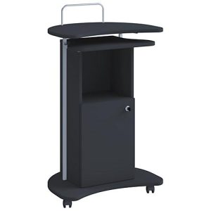 Stehpult Komil, mobil, höhenverstellbar, 1 offenes & 1 abschließbares Fach mit Tür, B 560 x T 410 x H 930-1110 mm, Holz, schwarz Stehpult Komil, mobil, höhenverstellbar, 1 offenes & 1 abschließbares Fach mit Tür, B 560 x T 410 x H 930-1110 mm, Holz, schwarz