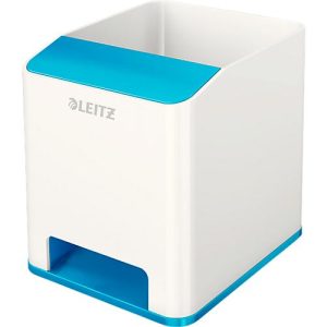 Stiftehalter Leitz WOW Sound, 1 Fach, Smartphone-Fach mit Soundverstärkung, weiß/blau Stiftehalter Leitz WOW Sound, 1 Fach, Smartphone-Fach mit Soundverstärkung, weiß/blau