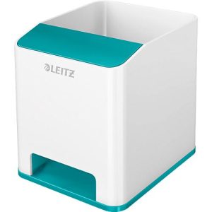 Stiftehalter Leitz WOW Sound, 1 Fach, Smartphone-Fach mit Soundverstärkung, weiß/eisblau Stiftehalter Leitz WOW Sound, 1 Fach, Smartphone-Fach mit Soundverstärkung, weiß/eisblau