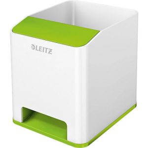 Stiftehalter Leitz WOW Sound, 1 Fach, Smartphone-Fach mit Soundverstärkung, weiß/grün Stiftehalter Leitz WOW Sound, 1 Fach, Smartphone-Fach mit Soundverstärkung, weiß/grün
