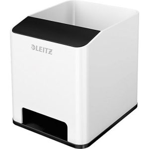 Stiftehalter Leitz WOW Sound, 1 Fach, Smartphone-Fach mit Soundverstärkung, weiß/schwarz Stiftehalter Leitz WOW Sound, 1 Fach, Smartphone-Fach mit Soundverstärkung, weiß/schwarz
