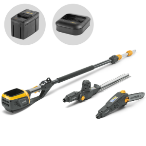 Stiga MT 500e Kit – Multitool – Heckenschere und Kettensäge mit Verlängerungsschaft – Akku und Ladegerät enthalten