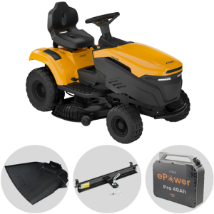 Stiga Tornado 398e – Rasentraktor + 1 ePower Pro 56V/40Ah-Akku – Seitenauswurf und Mulchfunktion Stiga Tornado 398e – Rasentraktor + 1 ePower Pro 56V/40Ah-Akku – Seitenauswurf und Mulchfunktion