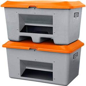 Streugutbehälter unterfahrbar, mit Entnahmeöffnung, 200 l, L 890 x B 600 x H 690 mm Streugutbehälter unterfahrbar, mit Entnahmeöffnung, 200 l, L 890 x B 600 x H 690 mm