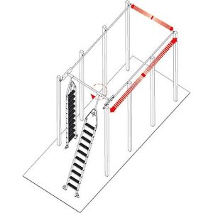 Stufen-Regalleiter, für Doppelregal, drehbar, 8 Stufen Stufen-Regalleiter, für Doppelregal, drehbar, 8 Stufen